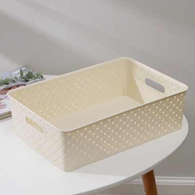 Корзина для хранения «Береста», 7.5 л, 35×24.5×10.5 см, слоновая кость