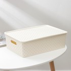 Корзина для хранения с крышкой «Береста», 7,5 л, 35×24,5×10,5 см, цвет слоновая кость - Фото 2