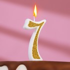 Свеча для торта "Блёстки" цифра 7, золотистая, 5,2 см - Фото 1