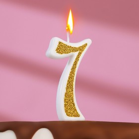 Свеча для торта 'Блёстки' цифра 7, золотистая, 5,2 см