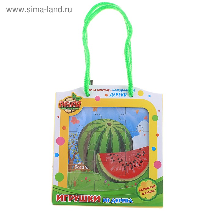 Пазл "Арбуз", 9 элементов с цветным основанием - Фото 1