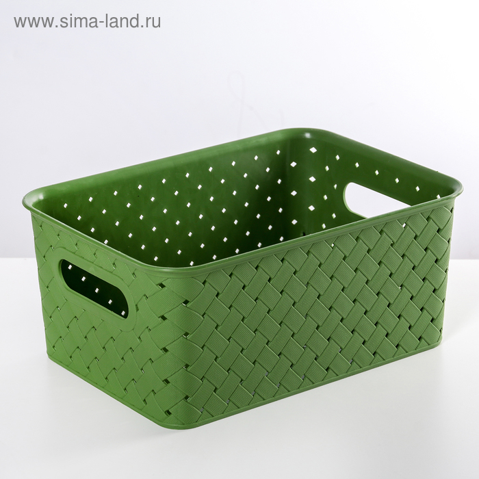 Корзина для хранения «Береста», 3 л, 23,5×17,3×10,5 см, цвет зелёный - Фото 1