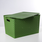Корзина для хранения с крышкой «Береста», 14 л, 35×24,5×20,5 см, цвет зелёный - Фото 2