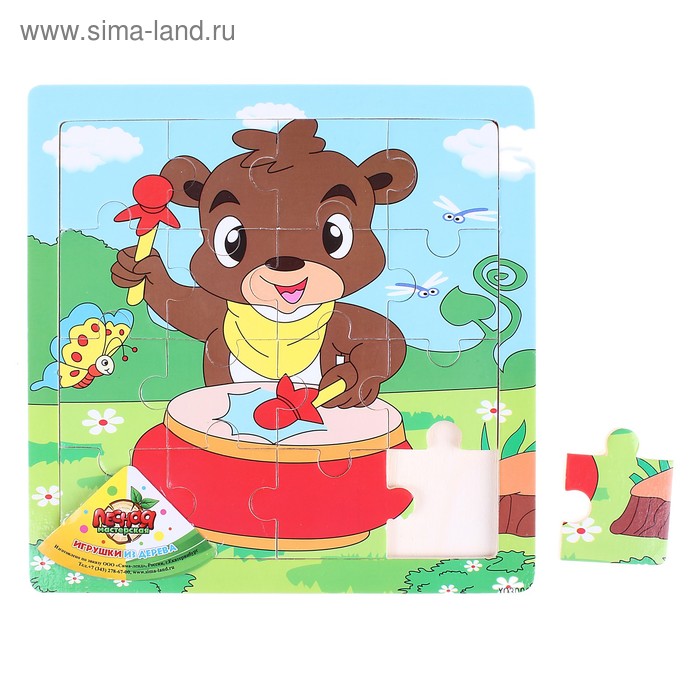 Пазл "Мишка с барабаном", 16 элементов - Фото 1