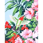 Роспись по холсту "Птица и цветы" по номерам с красками по 3 мл + кисти + инструкция + крепеж - Фото 1