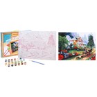 Роспись по холсту "Поместье" по номерам с красками по 3 мл + кисти + инструкция + крепеж - Фото 4