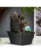 Фонтан настольный с подсветкой «Бронзовый Ганеша и лотосы», от сети, 22×13×13 см 4098093