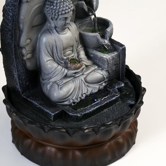 Фонтан настольный от сети, подсветка "Будда" серый мрамор 30х20,5х20,5 см - фото 1905538403