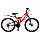 Велосипед 24" Altair MTB FS 24 disc, 2019, цвет красный/чёрный, размер 14,5" - Фото 1