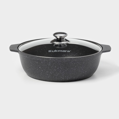 Жаровня KUKMARA, 3 л, d=28 см, h=8.5 см, антипригарное покрытие, серая