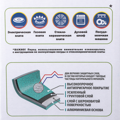 Жаровня KUKMARA, 3 л, d=28 см, h=8.5 см, антипригарное покрытие, серая