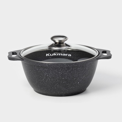 Кастрюля KUKMARA, 2 л, d=22 см, h=15.5 см, антипригарное покрытие, литой алюминий, тёмно-серая