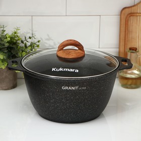 Кастрюля Granit ultra (original), 4 л, d=26 см, h=19 см, стеклянная крышка, антипригарное покрытие, цвет коричневый