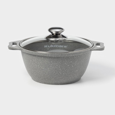 Кастрюля KUKMARA, 2 л, d=20 см, h=10.5 см, антипригарное покрытие, литой алюминий, серая