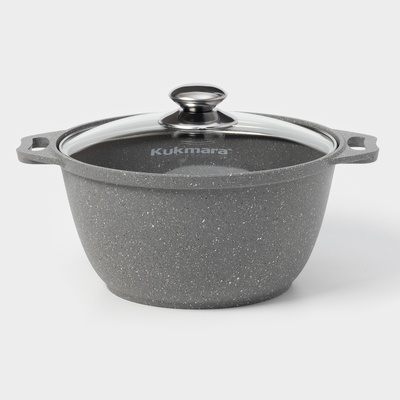 Кастрюля KUKMARA, 3 л, d=24 см, h=12.5 см, антипригарное покрытие, литой алюминий, серая