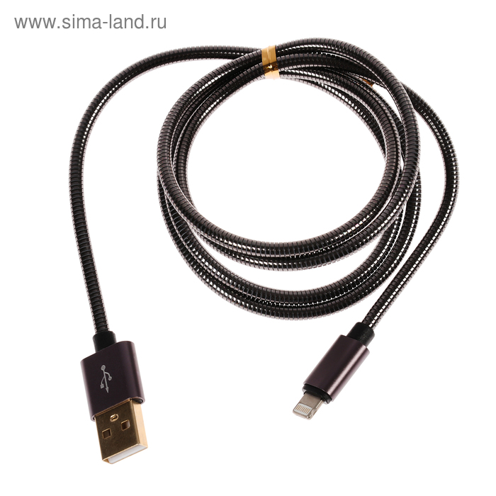 Кабель Qumann, Lightning - USB, металлическая оплётка, 2.4 А, 1 м, цвет черный - Фото 1