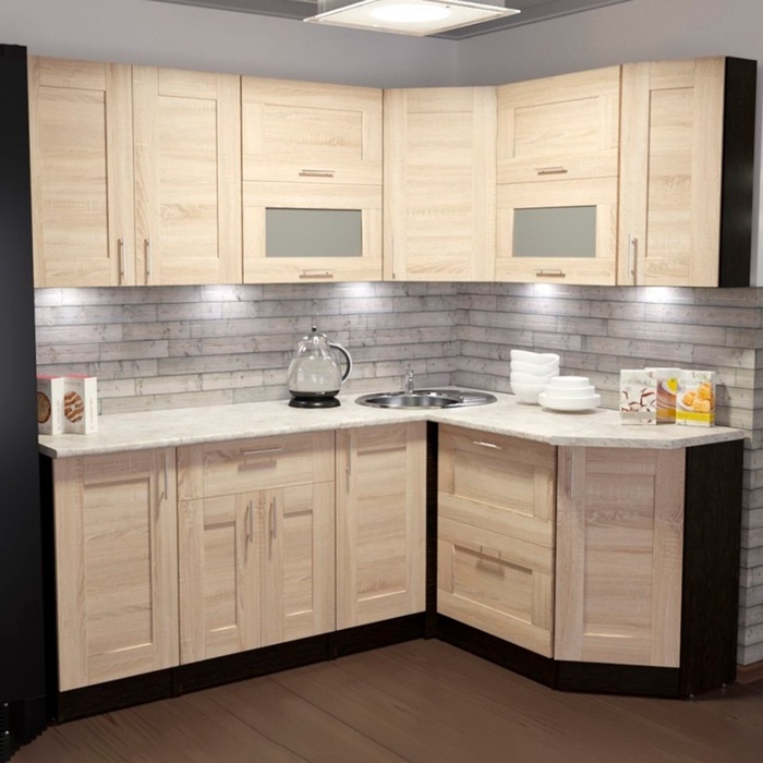 Кухонный гарнитур угловой «Ника мега прайм», 2000×1500 мм, цвет дуб сонома - Фото 1