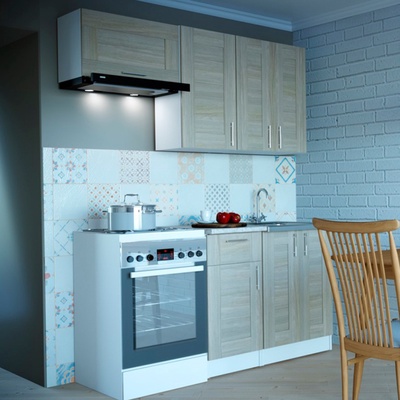 Кухонный гарнитур прямой «Лира нормал», 1500 мм, цвет ясень шимо светлый