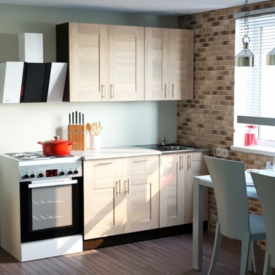 Кухонный гарнитур прямой «Ника медиум», 1400 мм, цвет дуб сонома