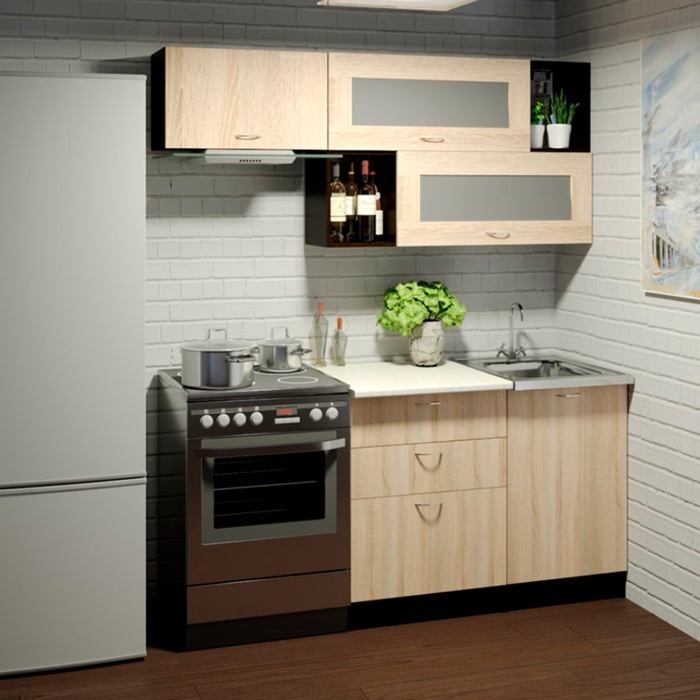 Кухонный гарнитур прямой «Симона экстра», 1700 мм, цвет дуб сонома/венге/берилл бежевый - Фото 1