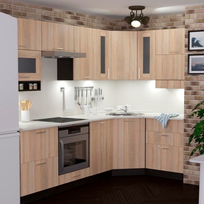 Кухонный гарнитур угловой «Симона гранд оптима», 2600×1500 мм, цвет дуб сонома/венге/берилл бежевый