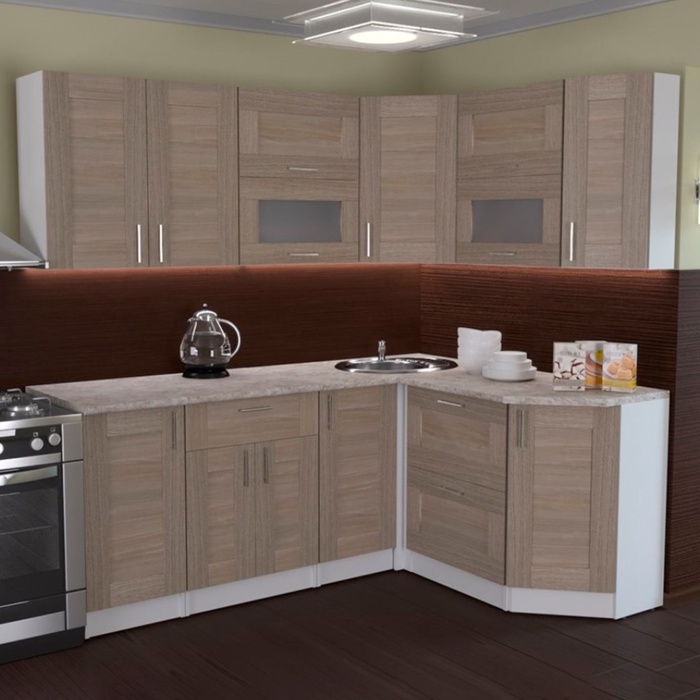 Кухонный гарнитур угловой «Лира мега прайм», 2000×1500 мм, цвет ясень шимо светлый - Фото 1