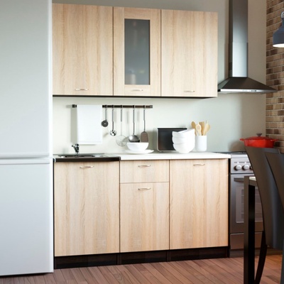 Кухонный гарнитур прямой «Симона медиум», 1400 мм, цвет дуб сонома/венге/берилл бежевый