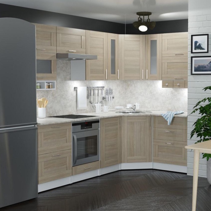Кухонный гарнитур угловой «Лира гранд оптима», 2600×1500 мм, цвет ясень шимо светлый - Фото 1