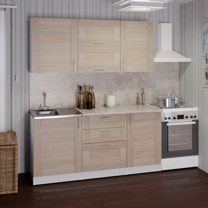 Кухонный гарнитур прямой «Лира экстра», 1700 мм, цвет ясень шимо светлый - Фото 1