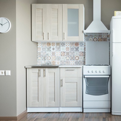 Кухонный гарнитур прямой для маленькой кухни «Лира мини », 1000 мм, цвет ясень шимо светлый