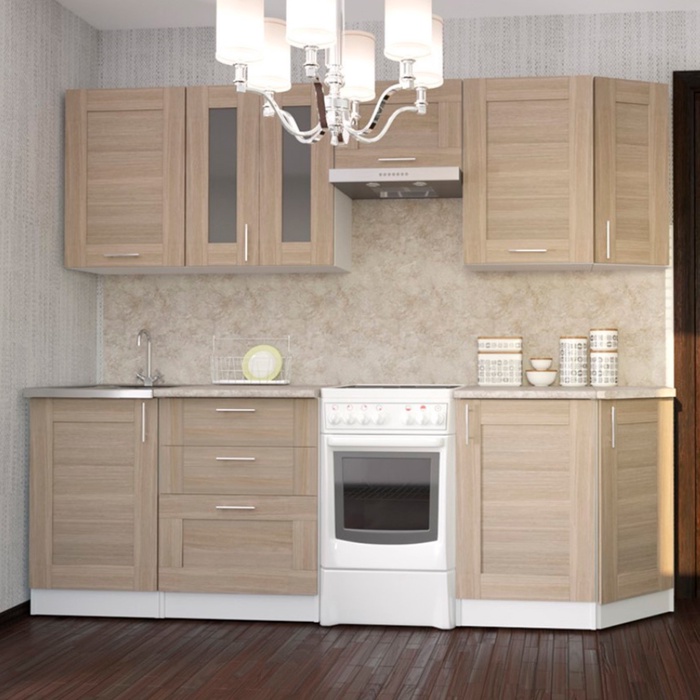 Кухонный гарнитур прямой «Лира базис», 2400 мм, цвет ясень шимо светлый - Фото 1