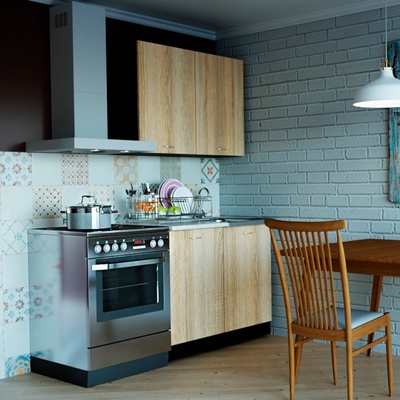 Кухонный гарнитур прямой для маленькой кухни «Симона мини», 1000 мм, цвет дуб сонома/венге/берилл бежевый