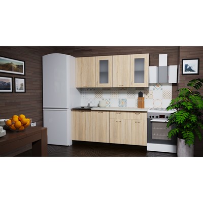 Кухонный гарнитур прямой «Симона демо», 1700 мм, цвет дуб сонома/венге/берилл бежевый