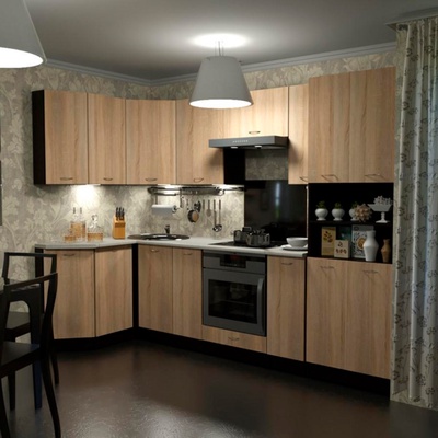 Кухонный гарнитур угловой «Симона гранд прайм», 2600×1400 мм, цвет дуб сонома/венге/берилл бежевый