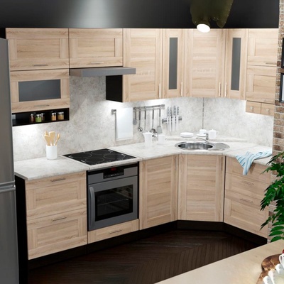 Кухонный гарнитур угловой «Ника гранд оптима», 2600×1500 мм, цвет дуб сонома