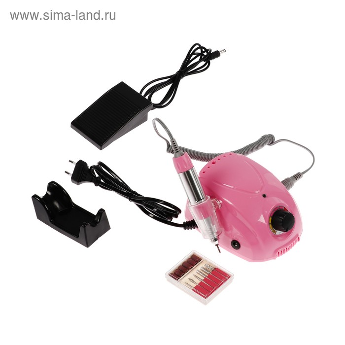 Аппарат для маникюра Luazon LMH-04, 6 насадок, 25000 об/мин, розовый - Фото 1