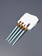 Набор кистей для макияжа COLOR POWER, 4 шт., бирюзовый, золотистый - Фото 2