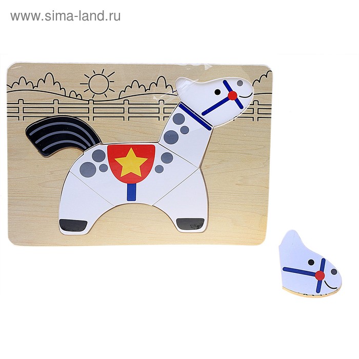 Рамка-вкладыш "Собери лошадку", 6 элементов - Фото 1