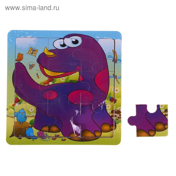 пазл 9 элемен. цветн. основан. динозаврик - Фото 1
