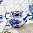 Чайник "Анемон", гжель, фарфор, 14х12 см - Фото 3