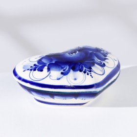 

Шкатулка "Сердце", малая, гжель, фарфор, 4х9 см
