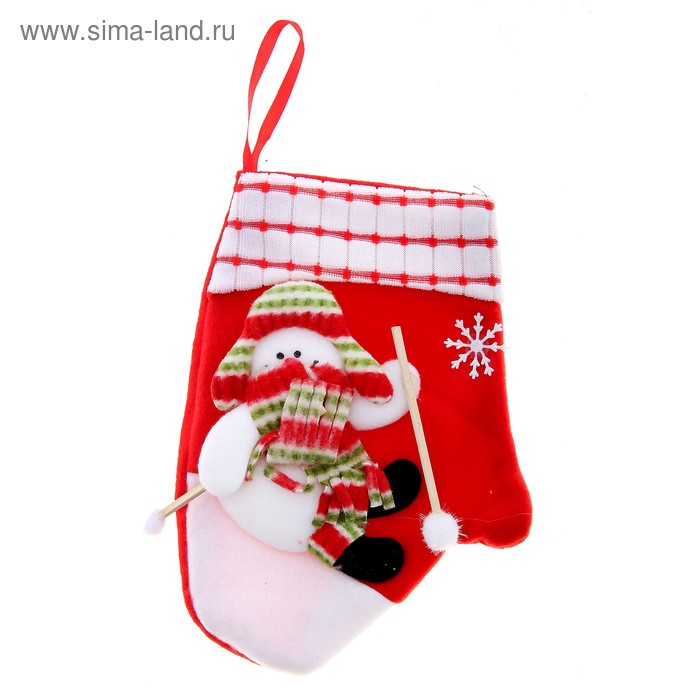 варежка снеговик на лыжах 20 см - Фото 1