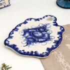 Сырная доска гжель «Черепашка», бело-синий, фарфор, 21х15 см - Фото 2