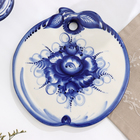 Сырная гжель «Яблоко», бело-синий,керамика, 23 см, - Фото 1