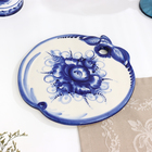 Сырная гжель «Яблоко», бело-синий,керамика, 23 см, - Фото 2