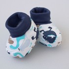 Комплект «Анти-царапки» (варежки, пинетки), 0-3 месяца, цвет белый/синий - Фото 2