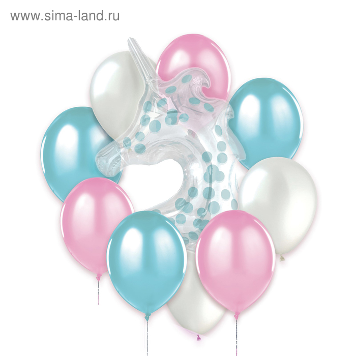 Фонтан из шаров "Единорог", конфетти, лента, 13 предметов в наборе - Фото 1