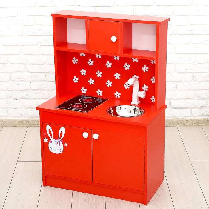 Игровая мебель «Детская кухня «Зайка», цвет красный