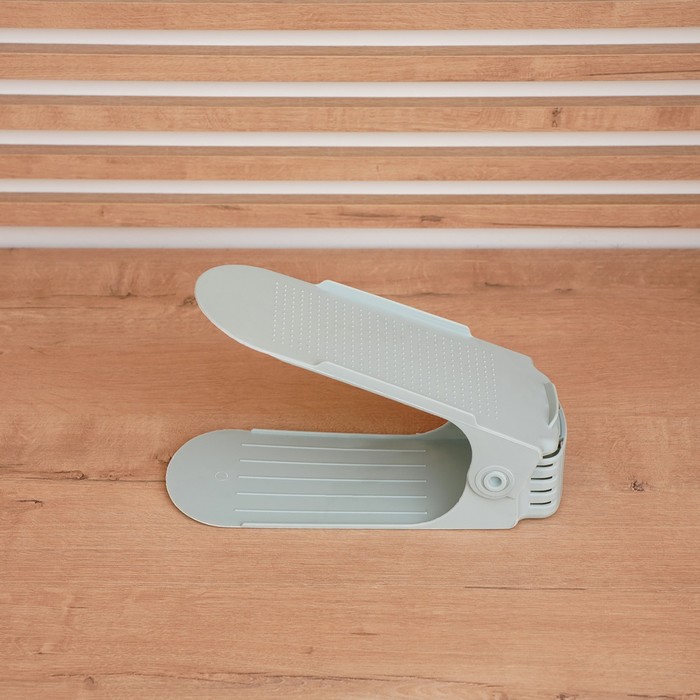 Подставка для хранения обуви регулируемая, 26×10×6 см, цвет голубой - фото 1908447017