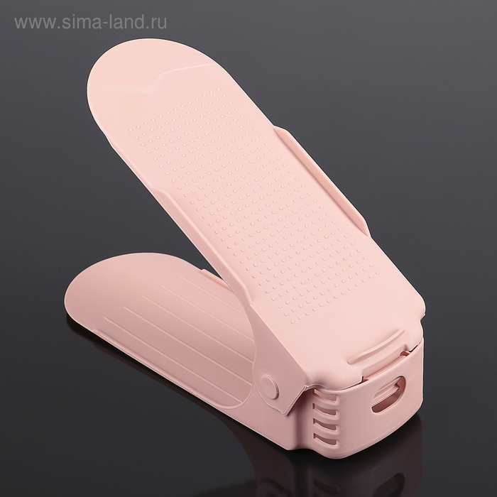 Подставка для хранения обуви регулируемая, 26×10×6 см цвет розовый - Фото 1